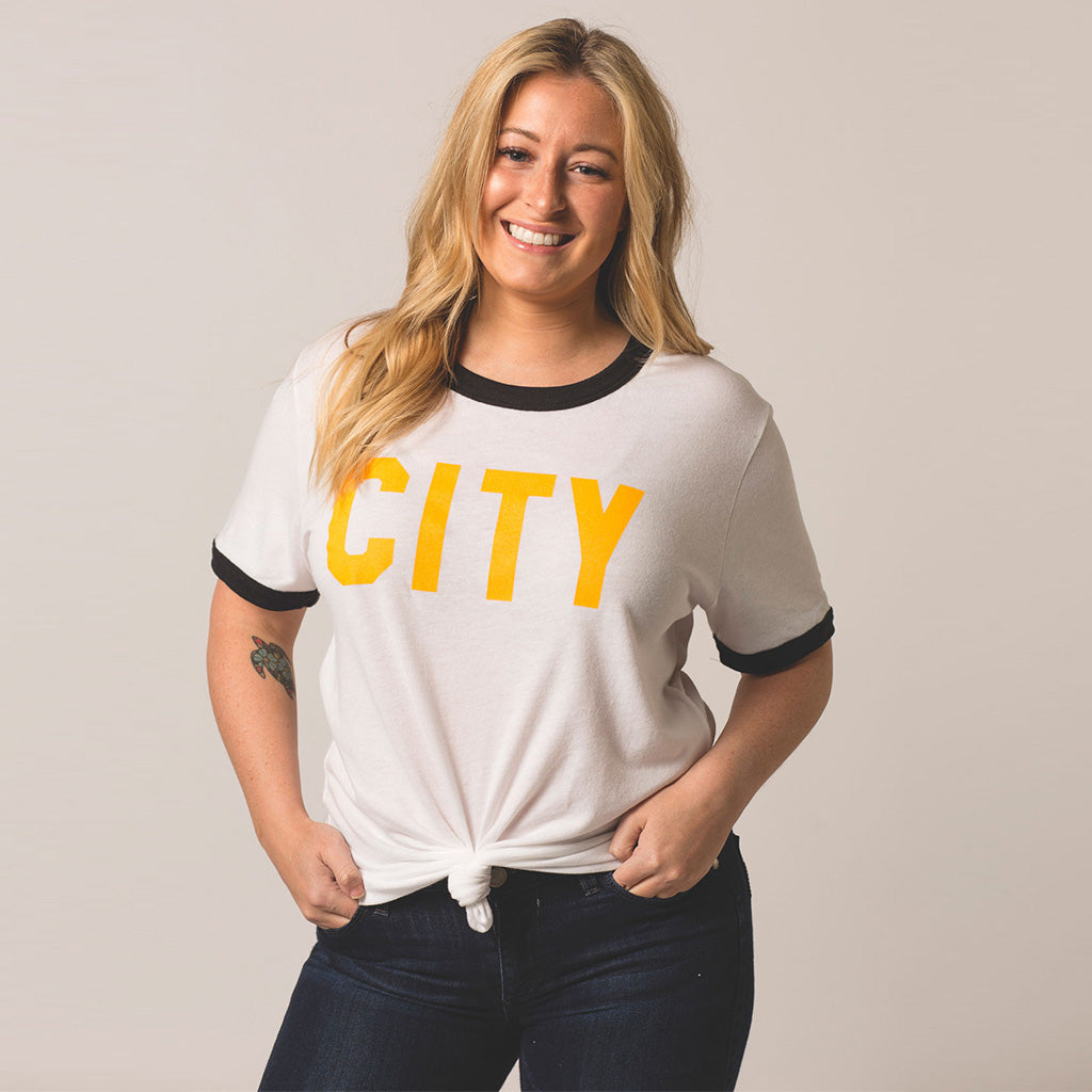 alt front view on model CITY tee
